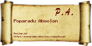 Poparadu Absolon névjegykártya